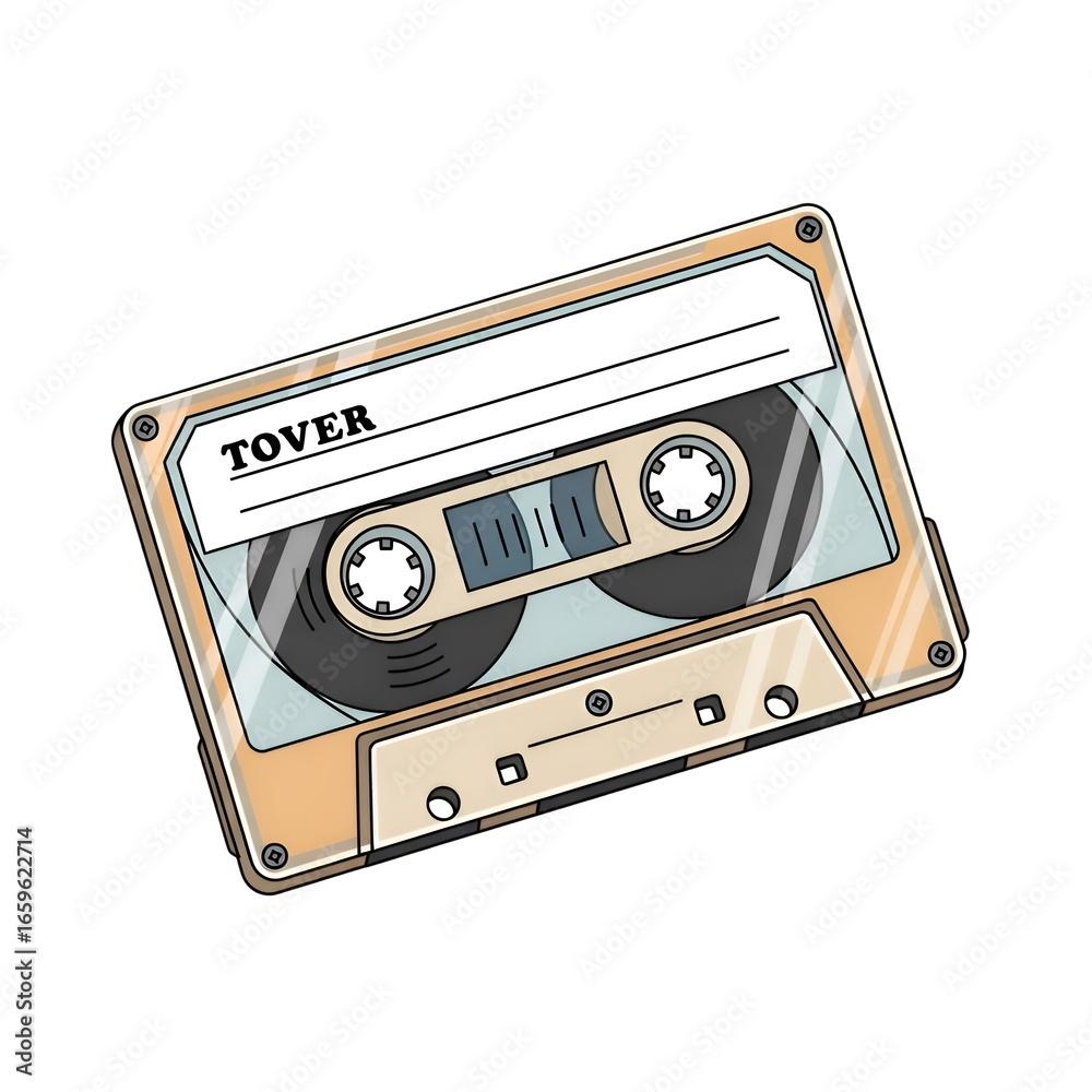 Obraz premium Audio Cassette Tape Icon with Transparent Background