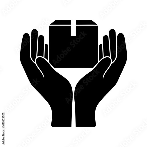 Handle with Care Box in Hands, Symbolizing Protection and Careful Delivery