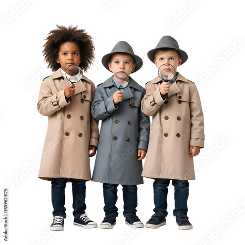 Kids Explore with Magnifying Glasses: Transparent Background