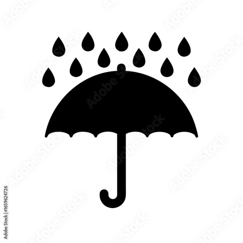 Symbol representing protection from rain with an umbrella, simple design