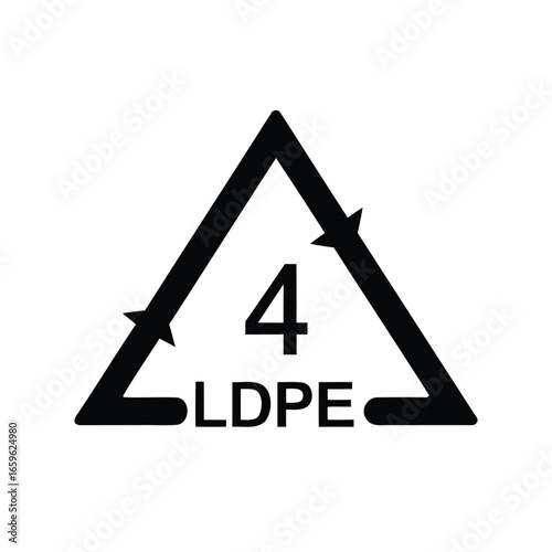 Low Density Polyethylene Recycling Symbol Number 4 Indicating Specific Resin Code
