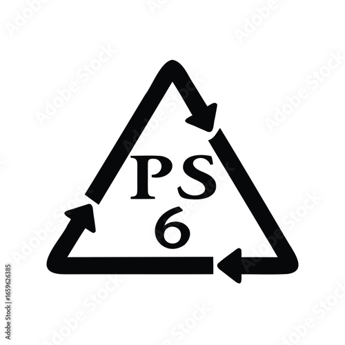 Recycling Symbol for Polystyrene Plastic Type 6 with Triangular Arrows
