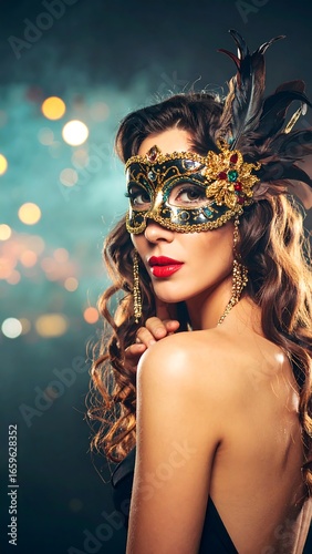 Elegant woman in masquerade mask