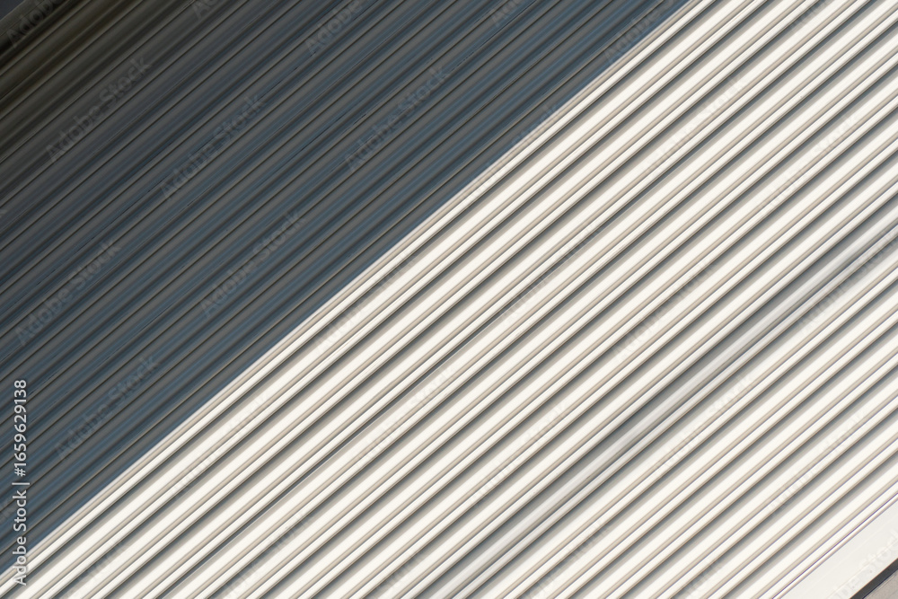 Obraz premium white modern corrugated metal wall texture with shadow for architecture background