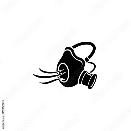 Abstract Anesthesiology Mask Logo Flow Lines Medical Breathing Device Symbol Vector