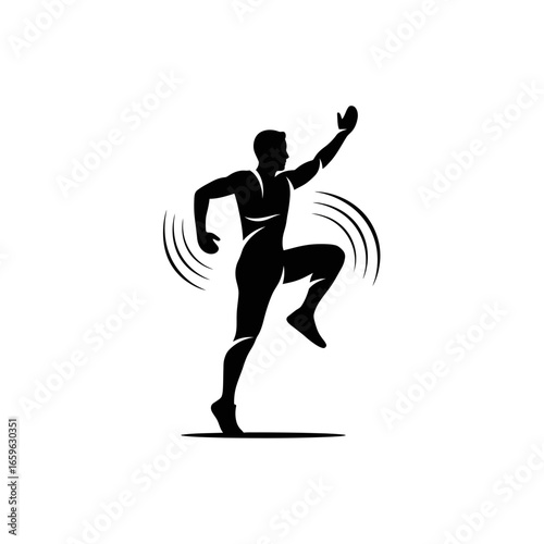 Abstract Jumping Athlete High Knees Logo Athletic Performance Speed Training Power