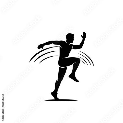 Abstract Jumping Athlete High Knees Logo Dynamic Sports Fitness Training Symbol
