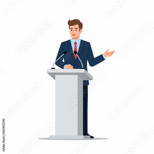 Professional Speaker Giving Business Presentation Illustration