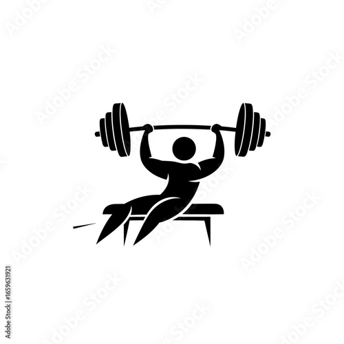 Barbell Bench Press Icon Strength Gym Logos Weightlifting Fitness Workout Symbol