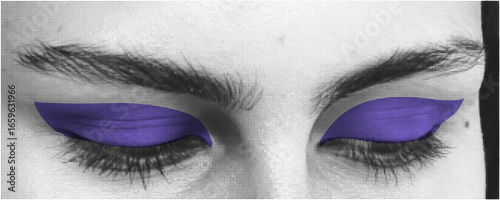 Female grunge eyes. Trendy vector pieces. Creative collage for social media, card, print on clothes