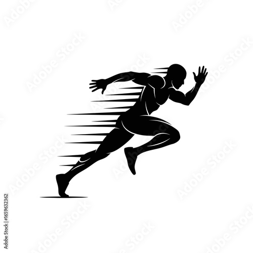 Sprinting Athlete Workout Logo Abstract Style Athletic Performance Endurance Race Icon