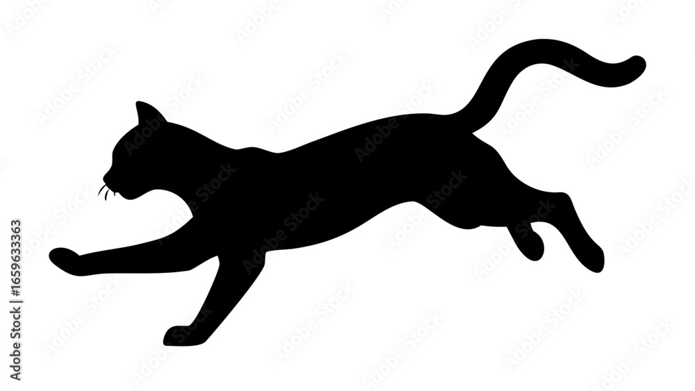 Fototapeta premium Leaping Black Cat Silhouette Vector