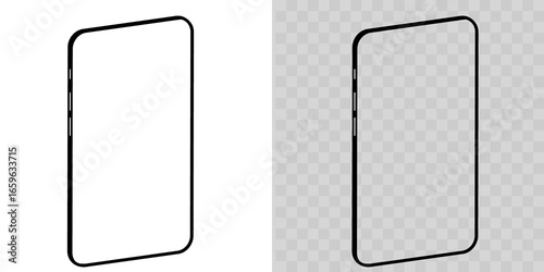 Realistic mobile mockup bundle. Vector smartphones with transparent screens and shadows, isolated front, side, and angled views for UI/UX app showcase, web design, and digital technology templates.