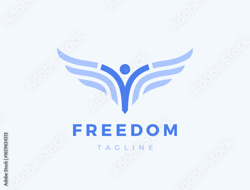 Stylized Angel Logo. Symbol of Protection, Charity, and Hope.