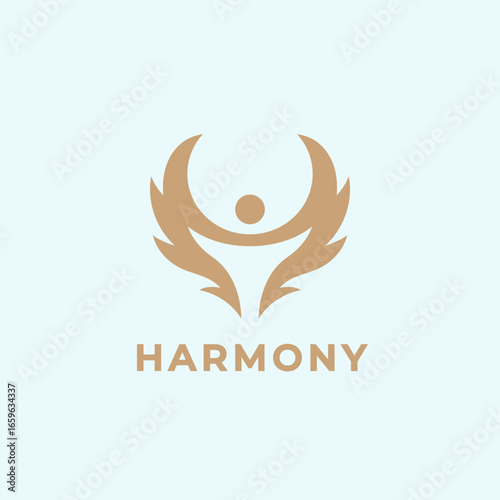 Stylized Angel Logo. Symbol of Protection, Charity, and Hope.