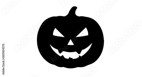 Spooky Silhouette A Halloween Pumpkin Carving with Menacing Expression