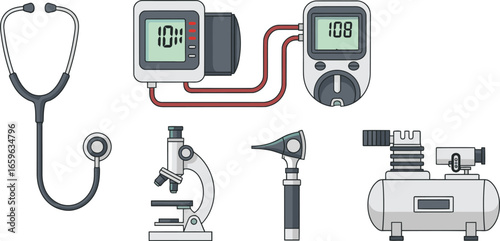 Healthcare, and science, meet in a flat lay showcasing medical equipment and devices for wellness