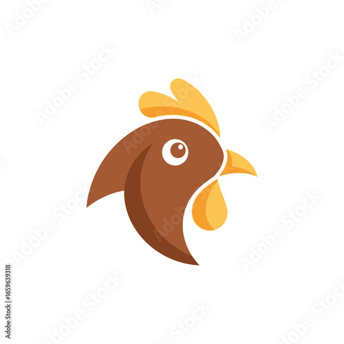 Abstract Two Tone Farm Chicken App Icon Minimalist Poultry Bird Logo for Homesteading
