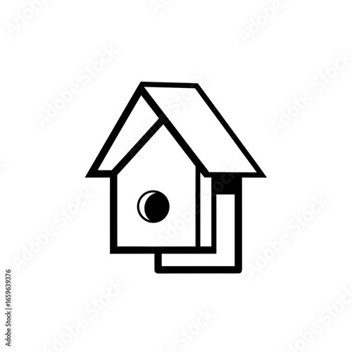 Abstract Geometric Birdhouse App Icon Structured Monochrome Symbol for Domestic Life