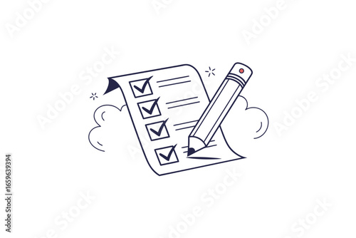 Checklist icon vertical outline list with three task items