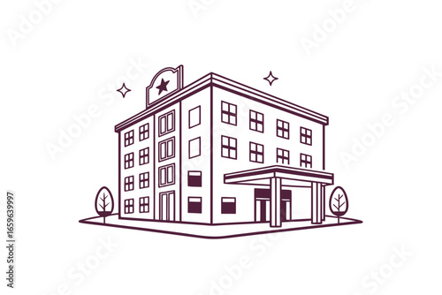 Hotel building icon simple building outline hospitality travel stay  