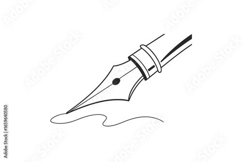 pen tool icon minimal pen nib outline with curved handle