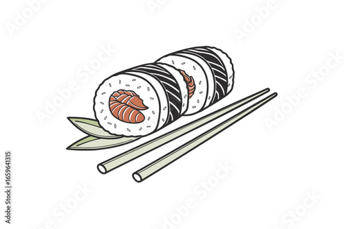 sushi roll icon minimal outline of fresh sushi for restaurant