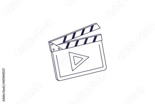video editing icon minimal clapperboard outline for film projects