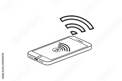 wi fi hotspot icon smartphone outline with wireless signal icon