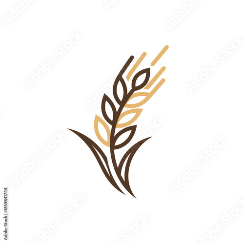 Line Art Wheat Grain App Icon Two Tone Harvest Crop Symbol Farming Tools