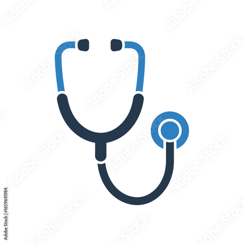 Minimalist Blue Stethoscope Vector Icon Professional Medical Symbol Design Logo