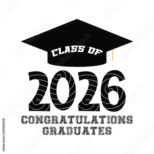 Class of 2026 typography design vector. Editable class of 2026 typography design