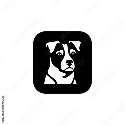 Modern Flat Design Pet Care App Icon Monochrome Streamlined for Animal Lovers