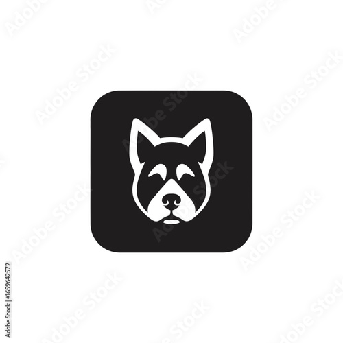 Modern Flat Design Pet Care App Icon Monochrome Streamlined for Pet Owners