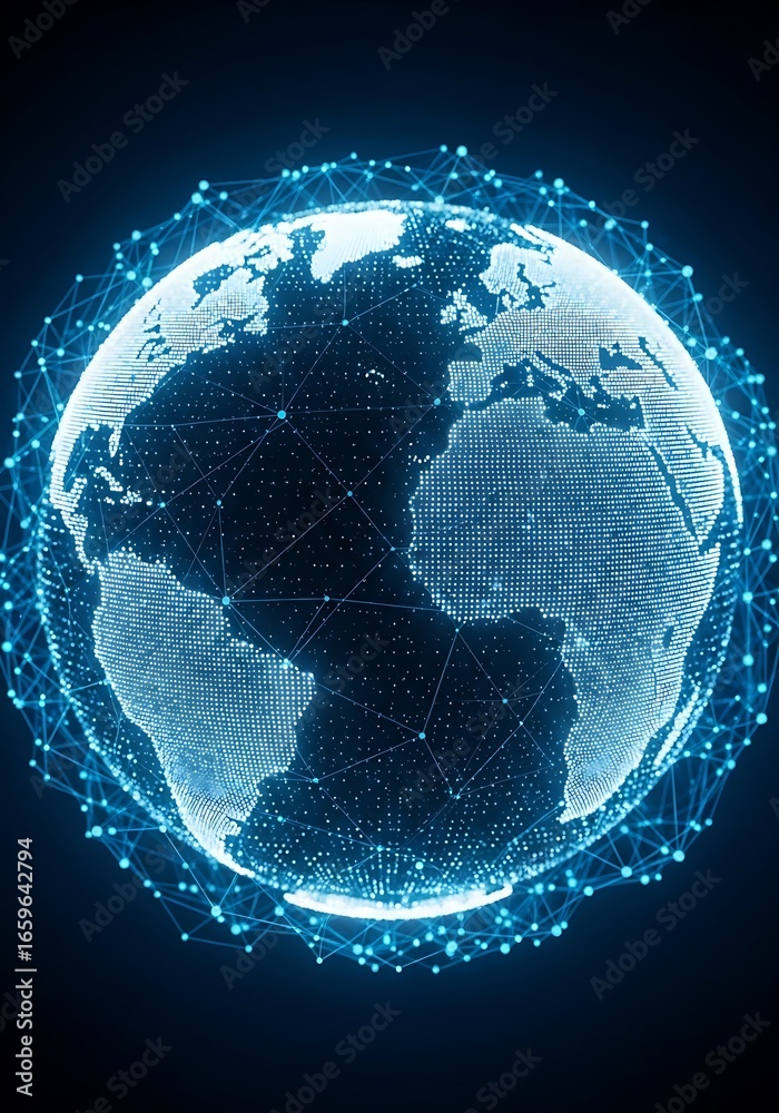 Fototapeta premium Digital earth globe with network connecting the world