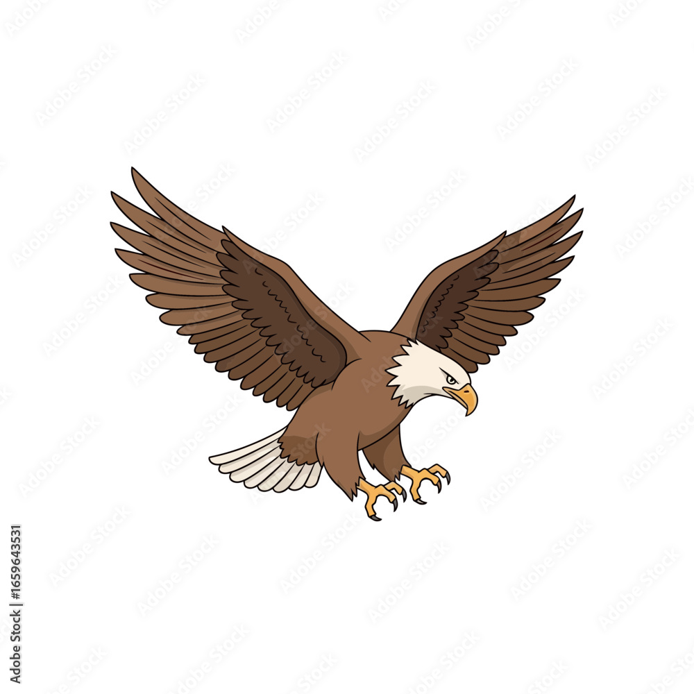 Fototapeta premium Retro Graceful Soaring Eagle Clip Art Wings Outstretched Minimalist Design