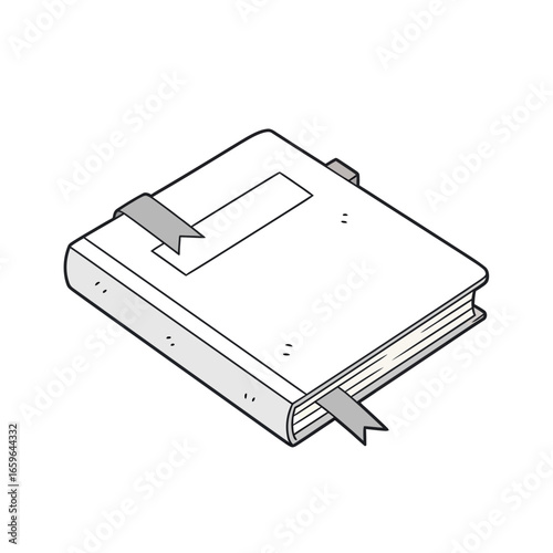 Subtle Gray White Journal with Bookmark Clip Art Retro Extreme Close up