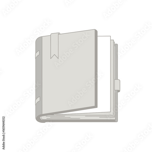 Subtle Gray White Journal with Bookmark Clip Art Retro Extreme Close up
