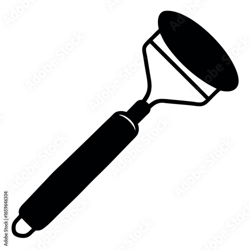 Vector art of black face roller massager tool for skincare