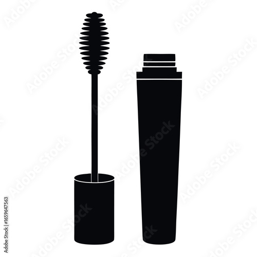 Vector art of mascara tube and brush for lash enhancement
