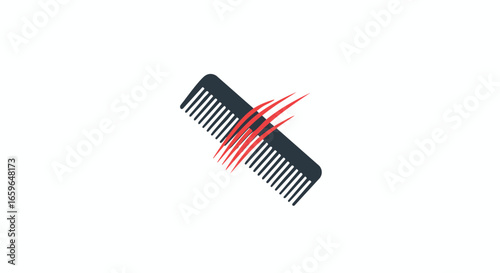 Comb with red motion lines, representing hair styling or grooming.
