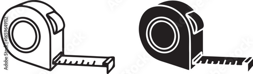 Sewing related icon vector art of measuring tape, black and white