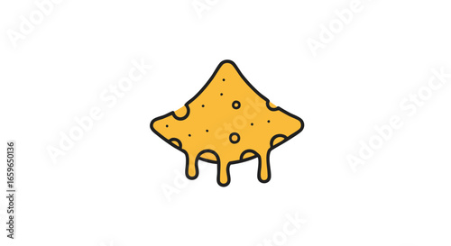 Image of a melted cheese-covered tortilla chip.