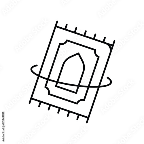 Prayer Mat line icon with white background vector stock illustration