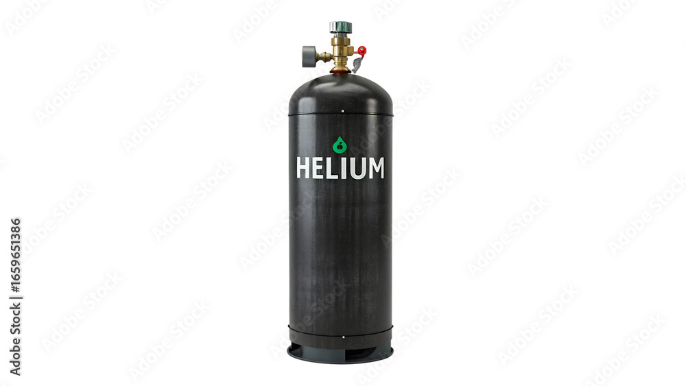 Obraz premium Helium tank isolated on transparent background, a portable gas cylinder for inflating balloons and various industrial applications