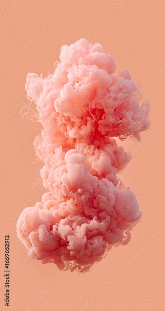 Fototapeta premium Pink Smoke Cloud Against Peach Background (1)