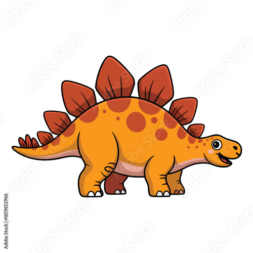 Cartoon Stegosaurus Dinosaur on a White Background prehistoric animal