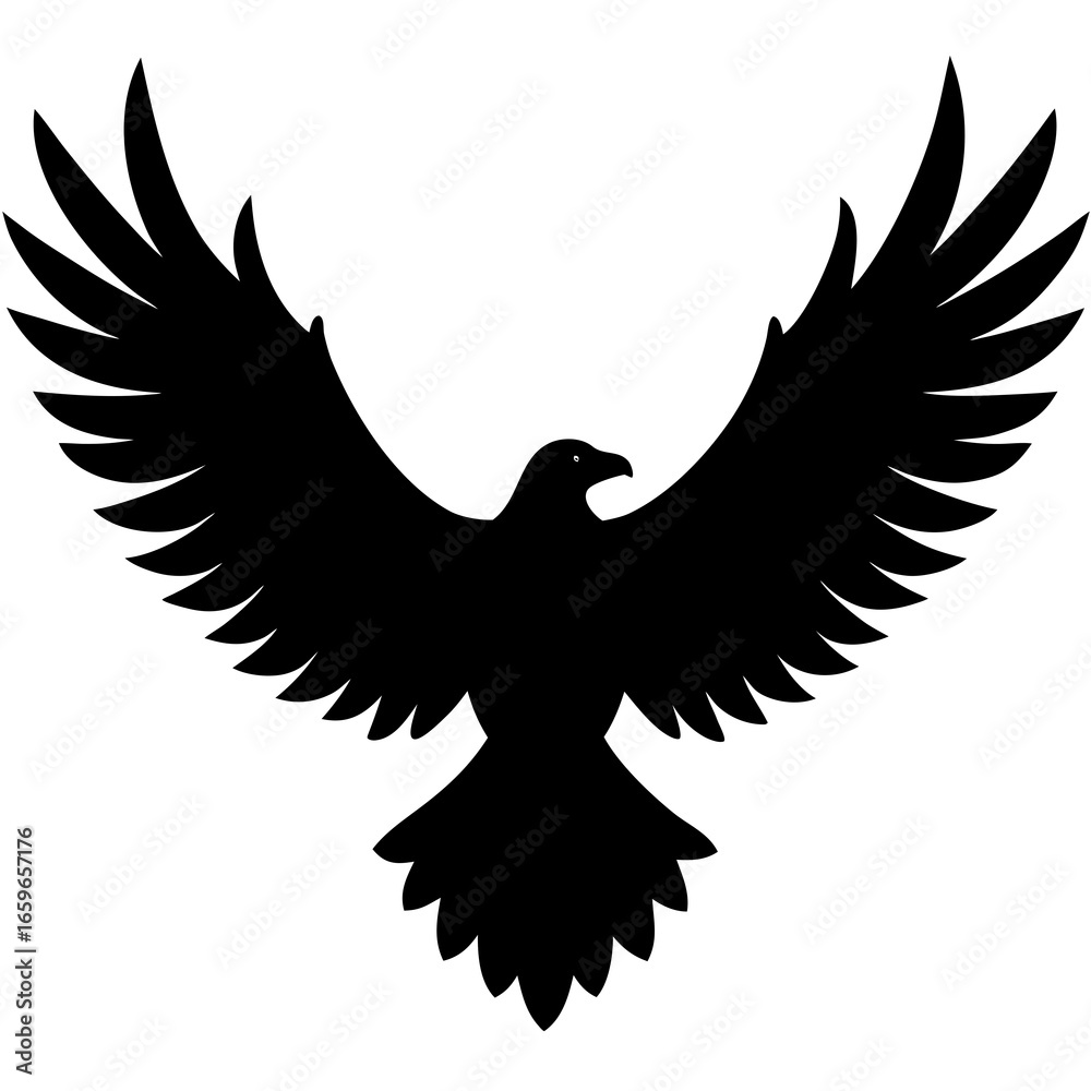 Obraz premium Vector silhouette of a flying eagle