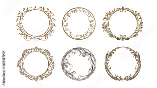 Round Decorative Frame in Art Nouveau Style – Vector Illustration