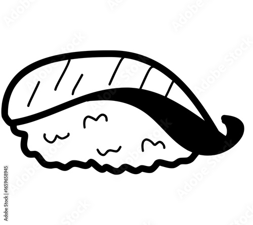 Cute cartoon salmon sushi